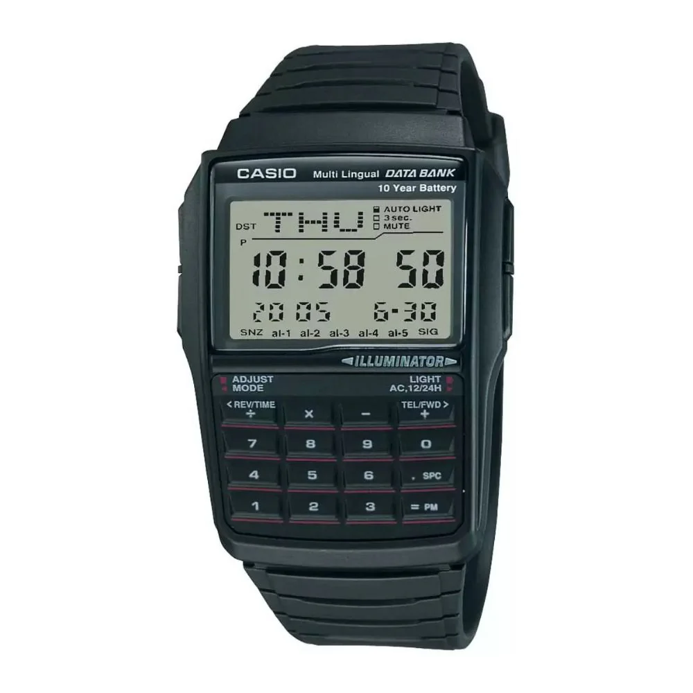 WW1415 Casio Vintage Data Bank Calculator Resin Belt Watch DBC-32-1ADF