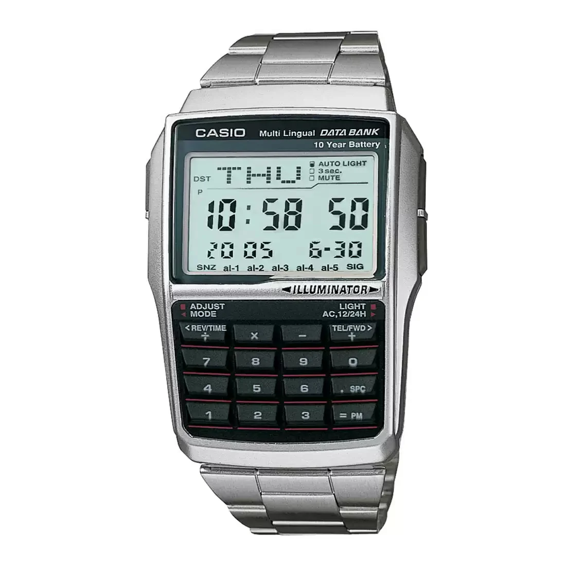 WW0455 Casio Vintage Data Bank Calculator Chain Watch DBC-32D-1ADF
