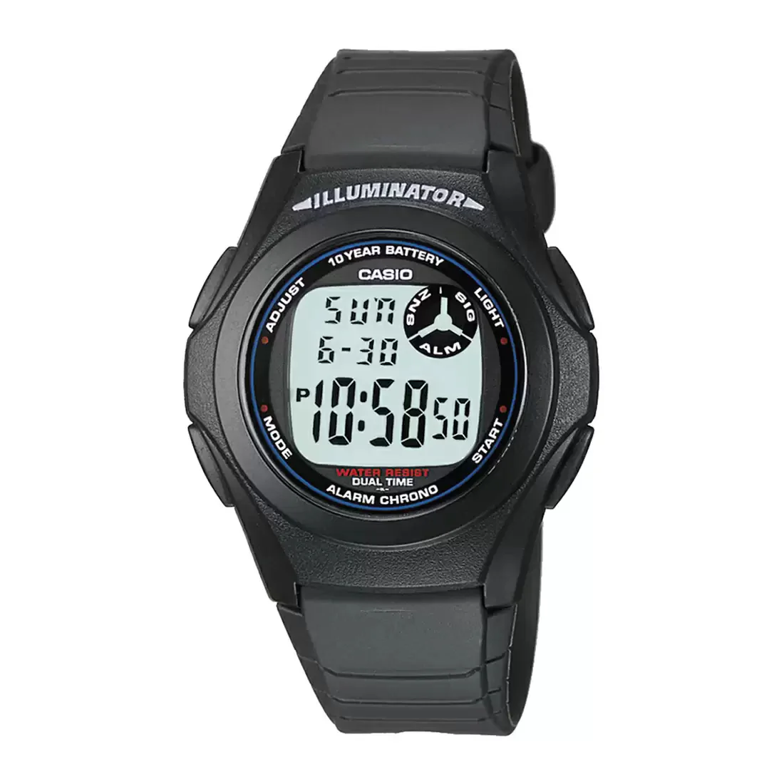 WW1076 Casio Youth Dual Time Resin Belt Watch F-200W-1ADF