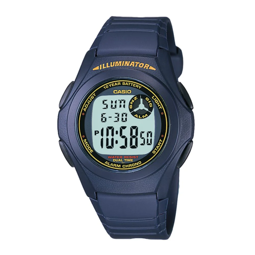 WW0047 Casio Youth Dual Time Resin Belt Watch F-200W-2BDF