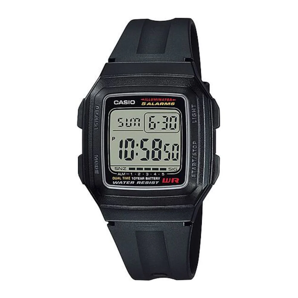 WW0491 Casio Youth Dual Time Digital Resin Belt Watch F-201WA-1ADF