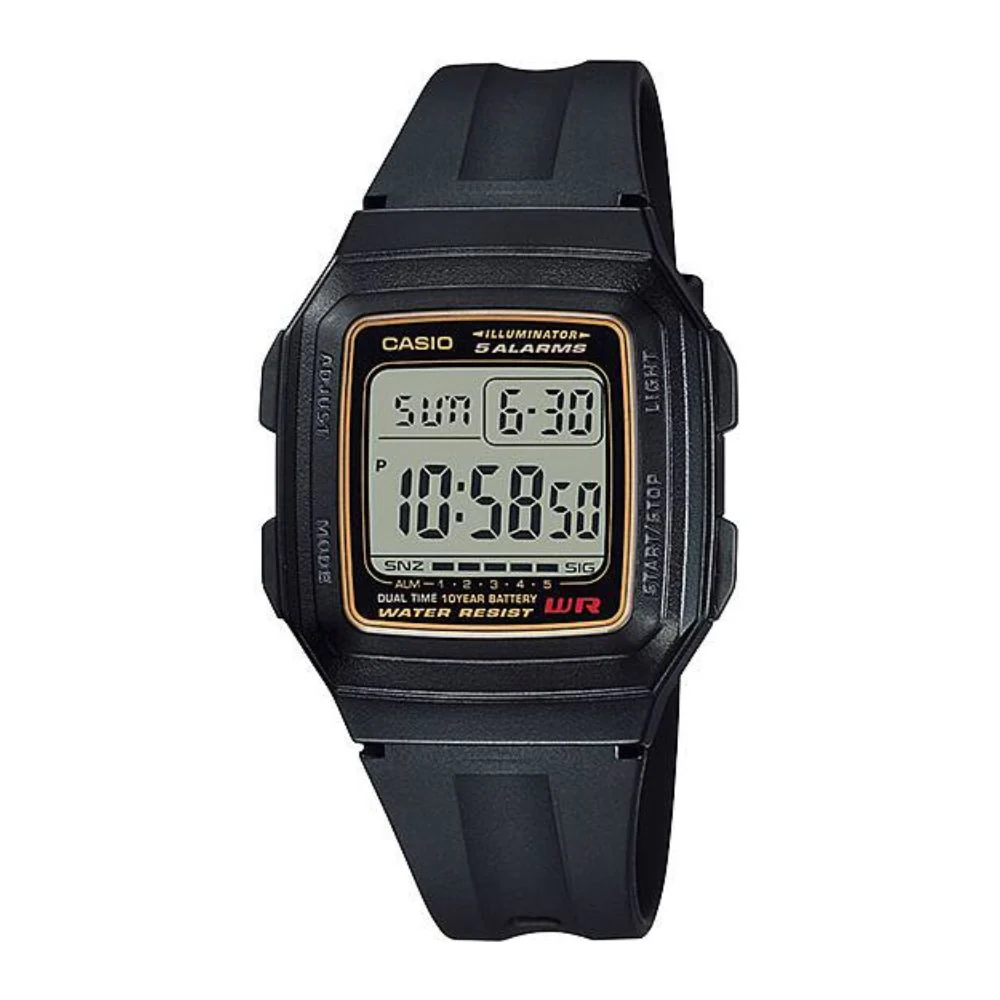 WW0492 Casio Youth Dual Time Digital Resin Belt Watch F-201WA-9ADF