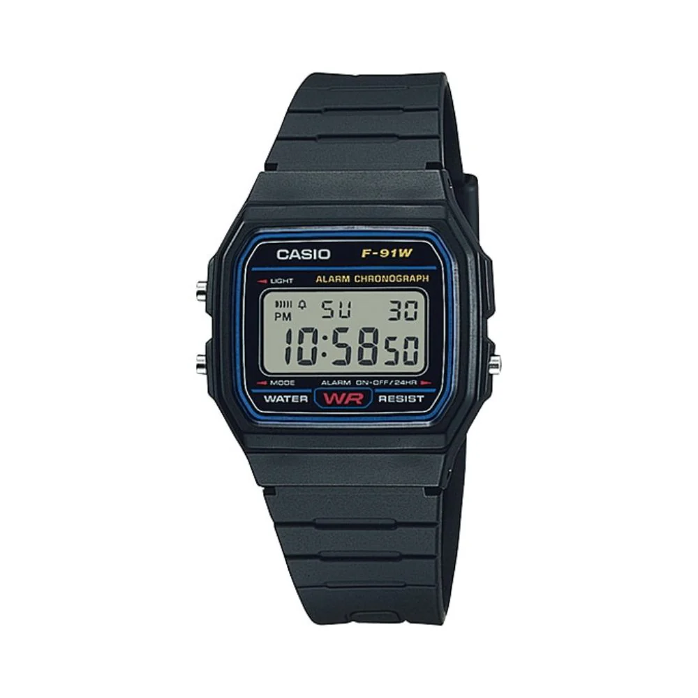 WW0490 Casio Vintage Digital Resin Belt Watch F-91W-1DG