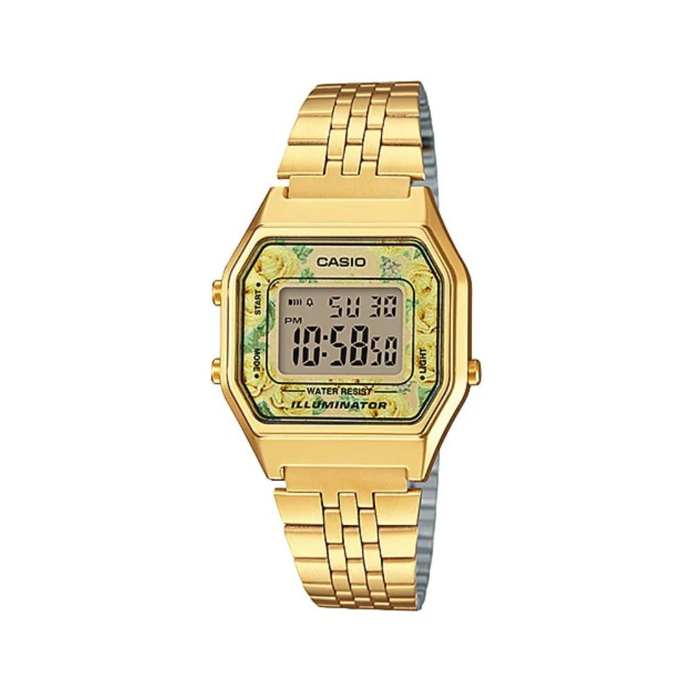 WW1504 Casio Vintage Digital Golden Ladies Chain Watch LA680WGA-9CDF