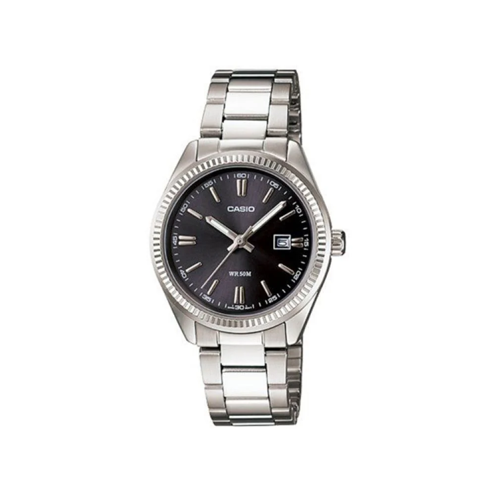 WW2335 Casio Enticer Date Ladies Silver Chain Watch LTP-1302D-1A1VDF