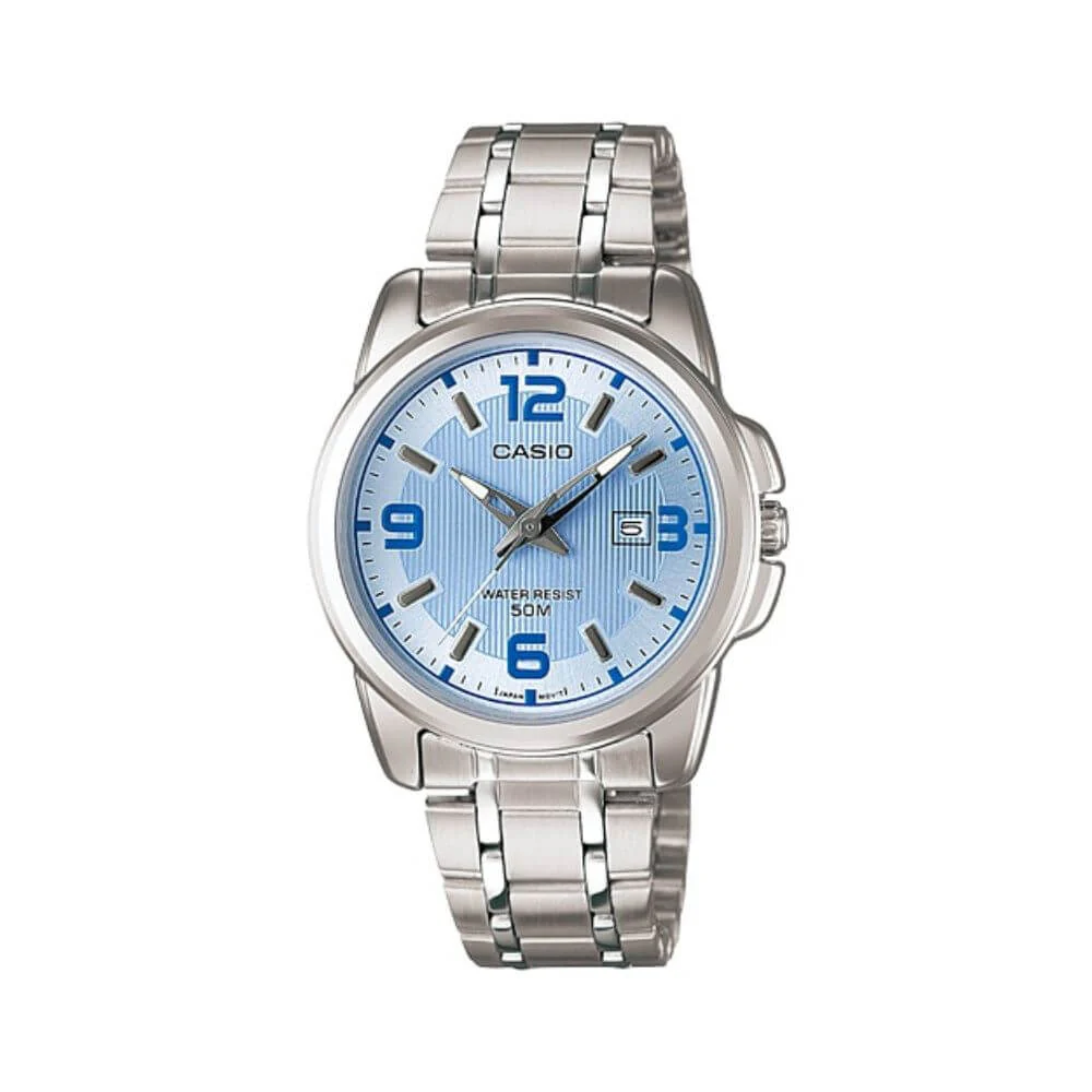 WW0358 Casio Enticer Date Silver Ladies Chain Watch LTP-1314D-2AVDF
