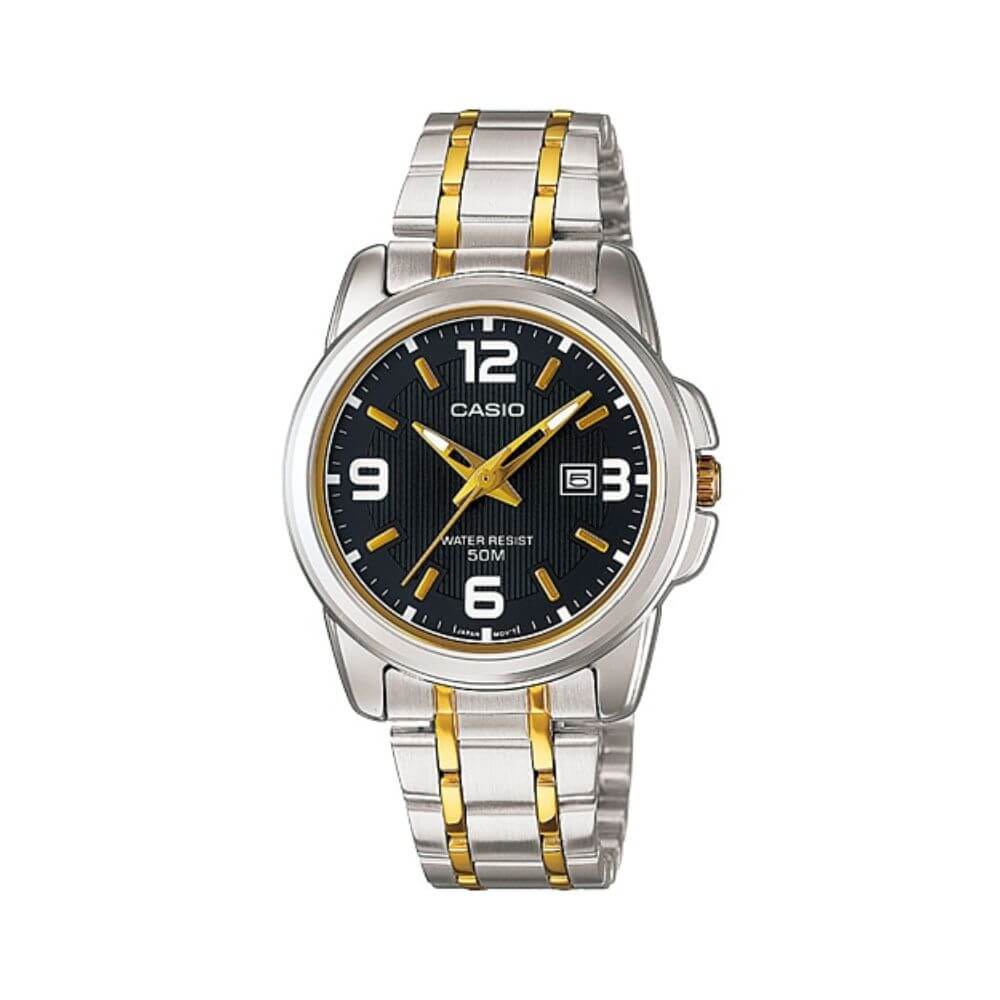 WW0028 Casio Enticer Date Two Tone Ladies Chain Watch LTP-1314SG-1AVDF