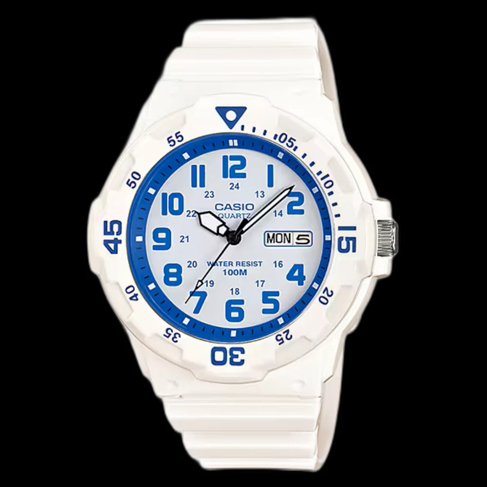 WW1905 Casio Youth Day Date White Resin Belt Watch MRW-200HC-7B2VDF