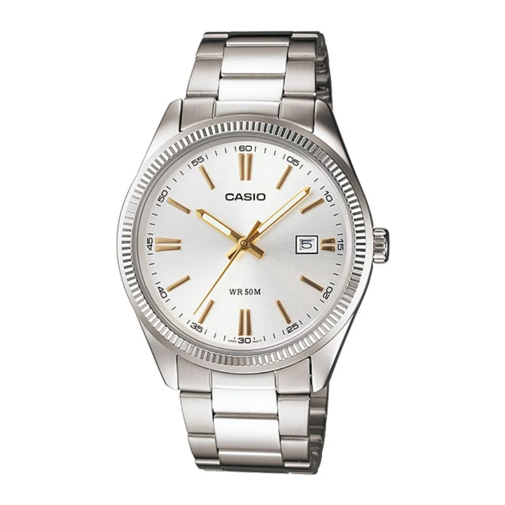 WW1425 Casio Enticer Date Silver Chain Watch MTP-1302D-7A2VDF