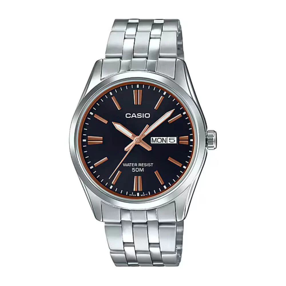 WW1080 Casio Enticer Day Date Chain Watch MTP-1335D-1A2VDF
