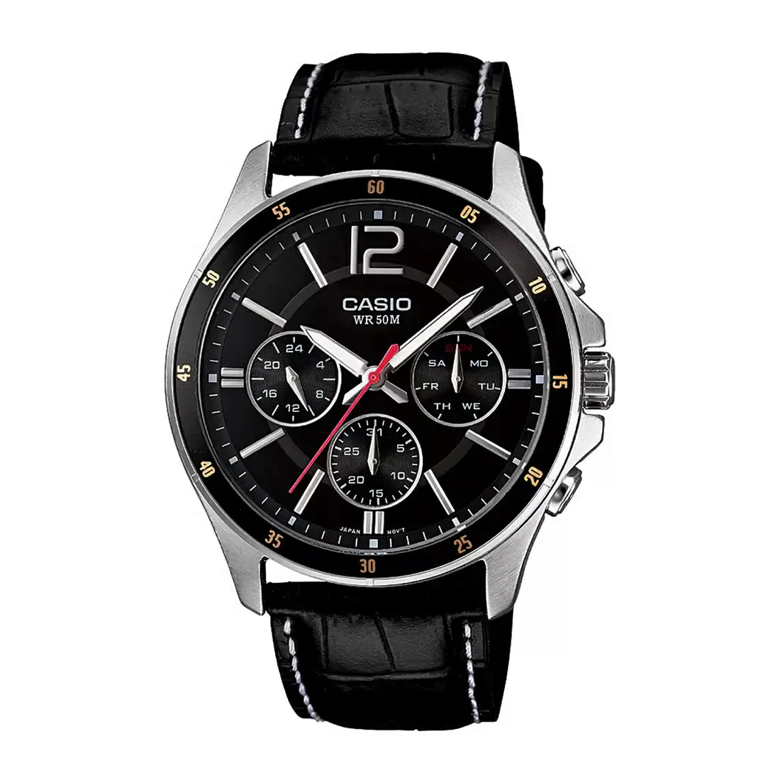 WW0446 Casio Enticer Multifunction Leather Belt Watch MTP-1374L-1AVDF