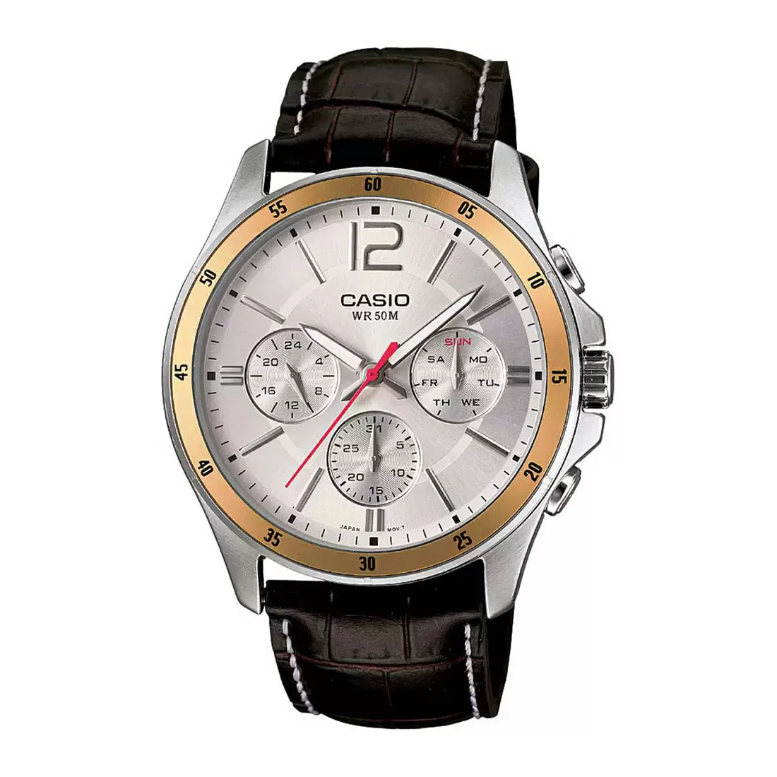WW1396 Casio Enticer Multifunction Leather Belt Watch MTP-1374L-7AVDF