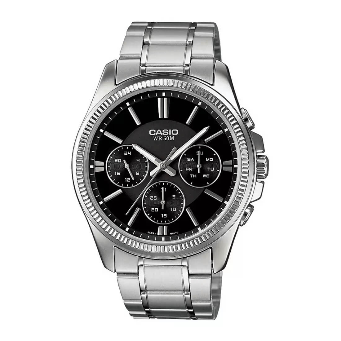 WW0369 Casio Enticer Multifunction Silver Chain Watch MTP-1375D-1AVDF