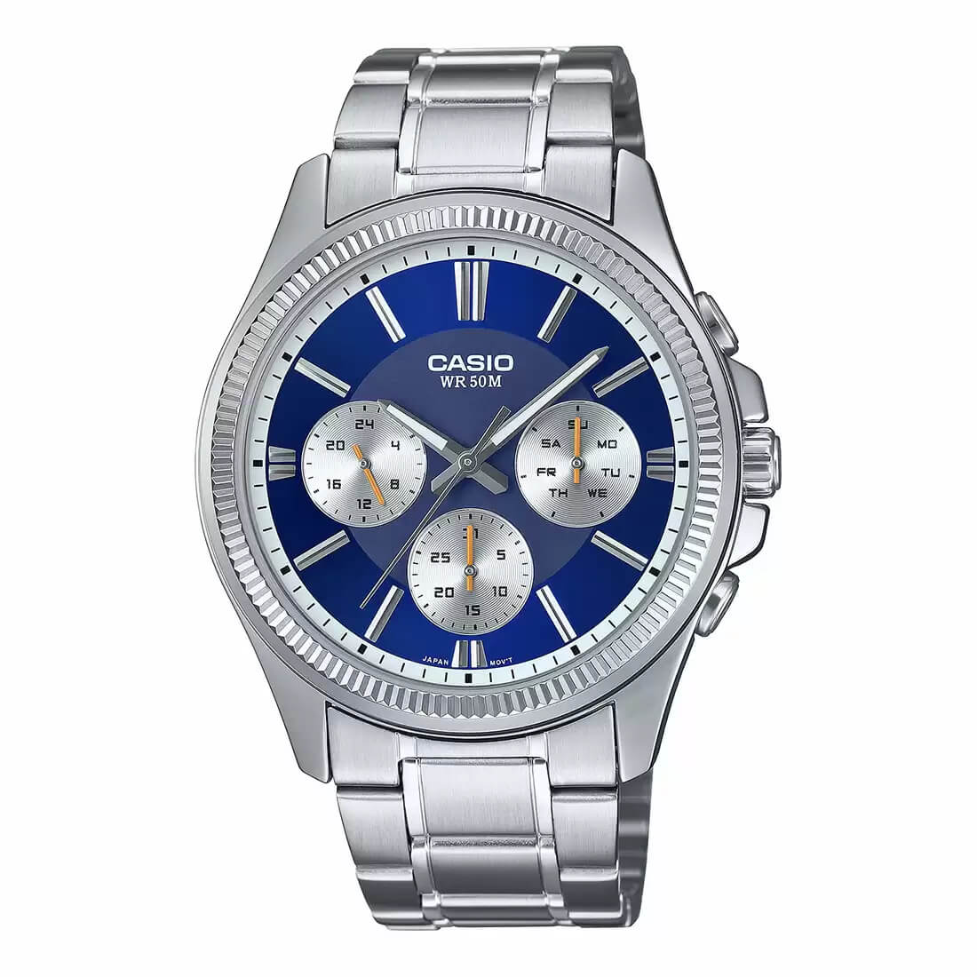 WW2595 Casio Enticer Multifunction Silver Chain Watch MTP-1375D-2A1VDF