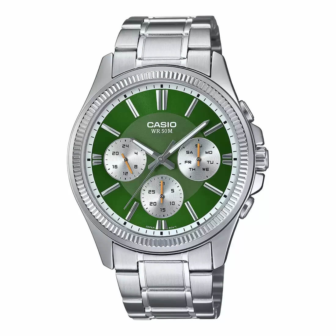 WW2597 Casio Enticer Multifunction Silver Chain Watch MTP-1375D-3AVDF