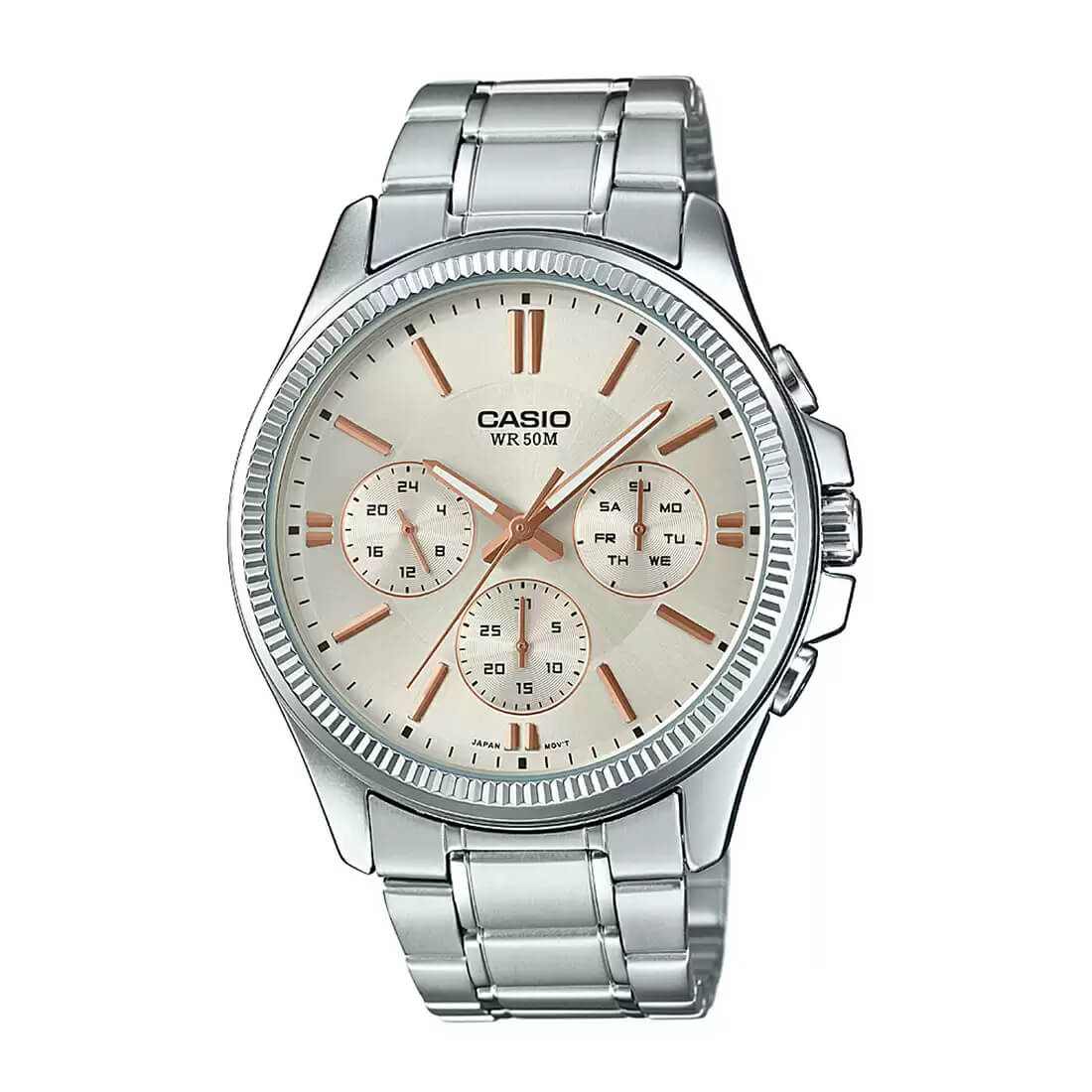 WW0368 Casio Enticer Multifunction Silver Chain Watch MTP-1375D-7A2VDF