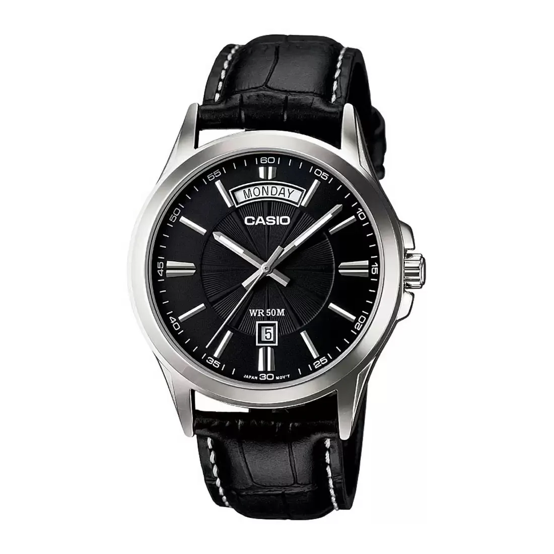 WW0053 Casio Enticer Day Date Leather Belt Watch MTP-1381L-1AVDF
