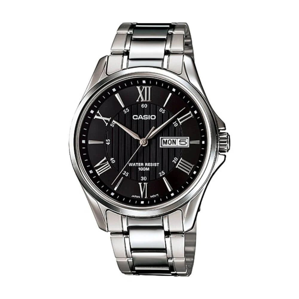 WW1240 Casio Enticer Day Date Stainless Steel Chain Watch MTP-1384D-1AVDF