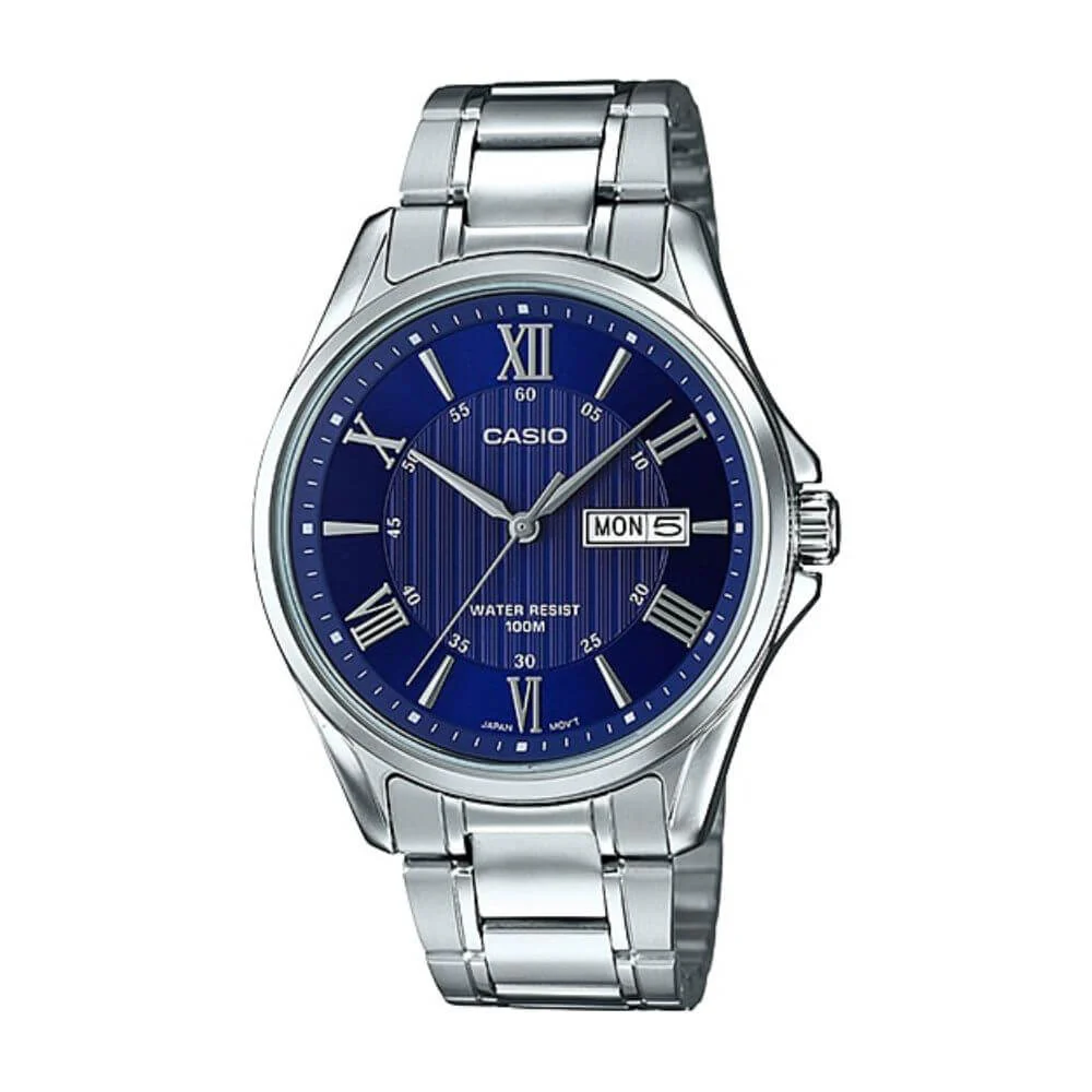 WW1241 Casio Enticer Day Date Stainless Steel Chain Watch MTP-1384D-2AVDF