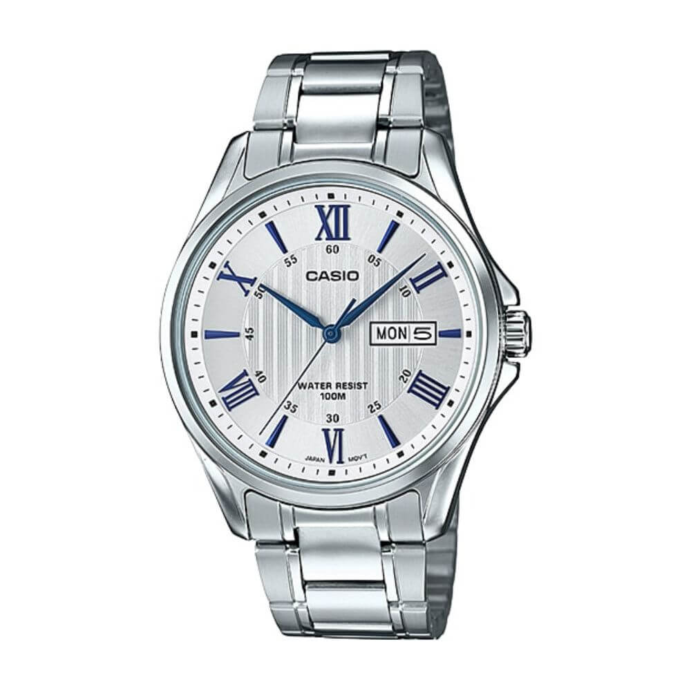 WW1242 Casio Enticer Day Date Stainless Steel Chain Watch MTP-1384D-7A2VDF