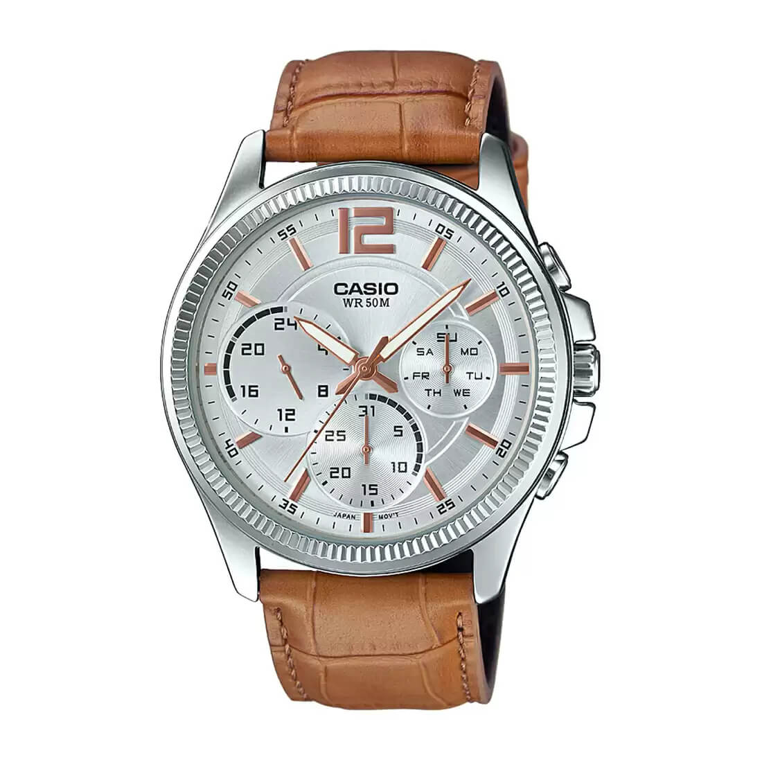 WW0032 Casio Enticer Multifunction Leather Belt Watch MTP-E305L-7A2VDF