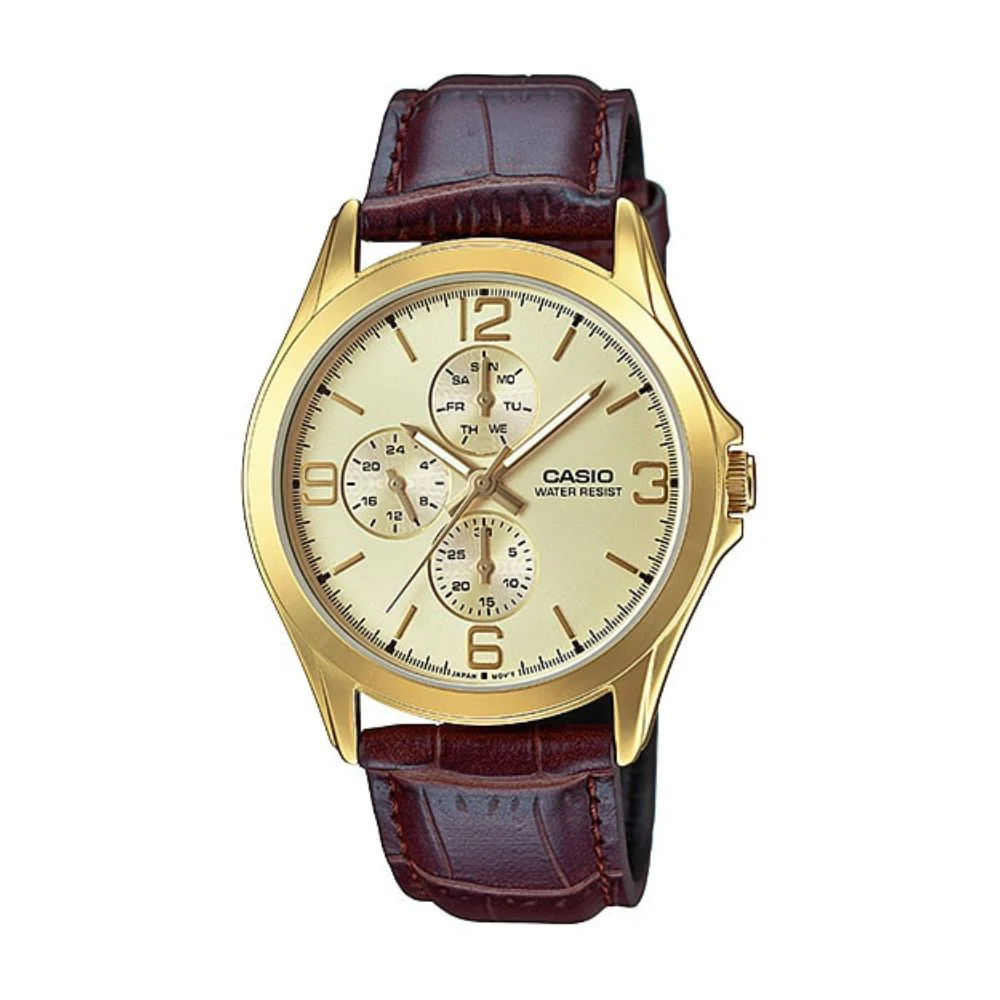 WW0025 Casio Enticer Multifunction Golden Belt Watch MTP-V301GL-9AUDF