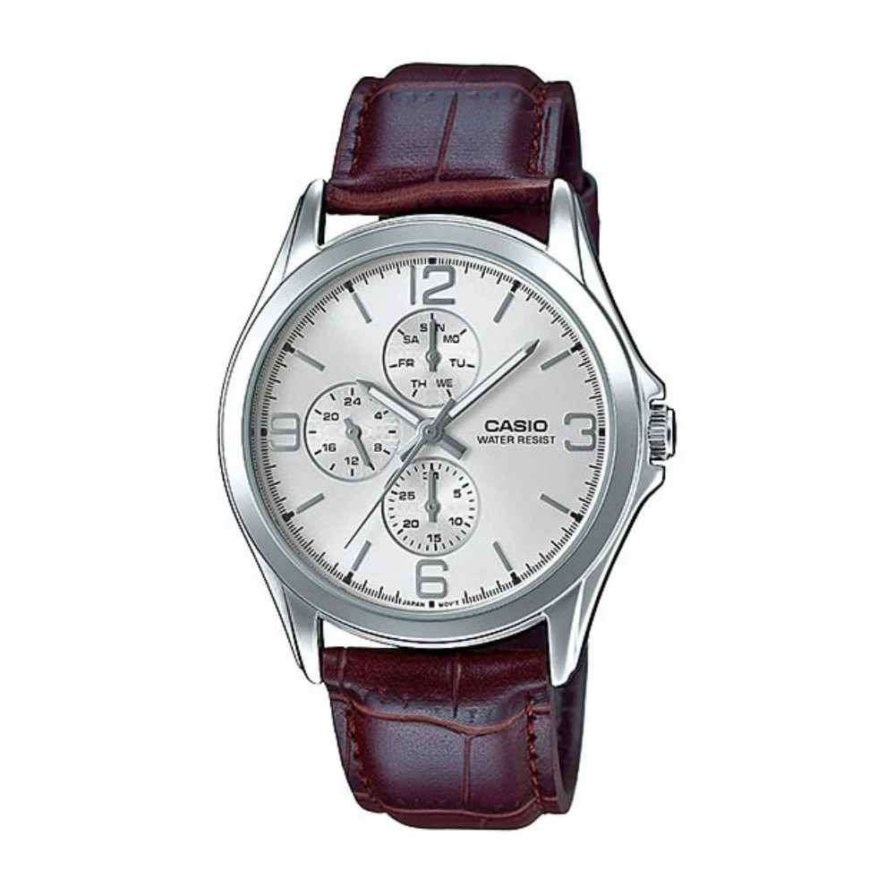 WW0035 Casio Enticer Multifunction Silver Belt Watch MTP-V301L-7AUDF