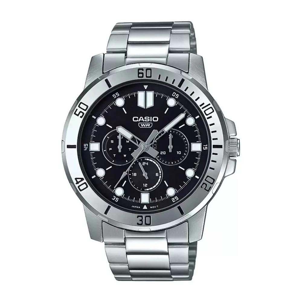 WW1980 Casio Enticer Multifunction Silver Chain Watch MTP-VD300D-1EUDF