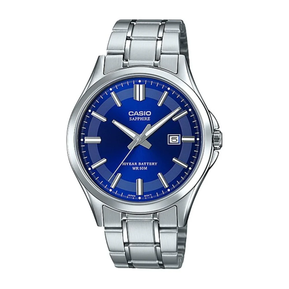 WW1457 Casio Enticer Sapphire Date Stainless Steel Chain Watch MTS-100D-2AVDF