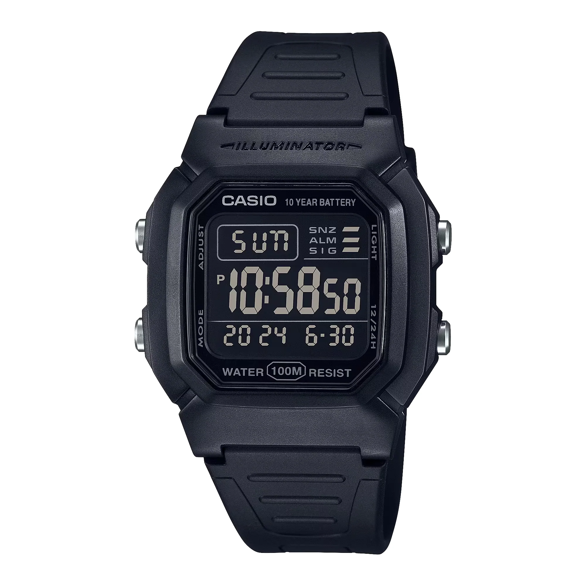WW1103 Casio Youth Dual Time Digital Resin Belt Watch W-800H-1BVDF
