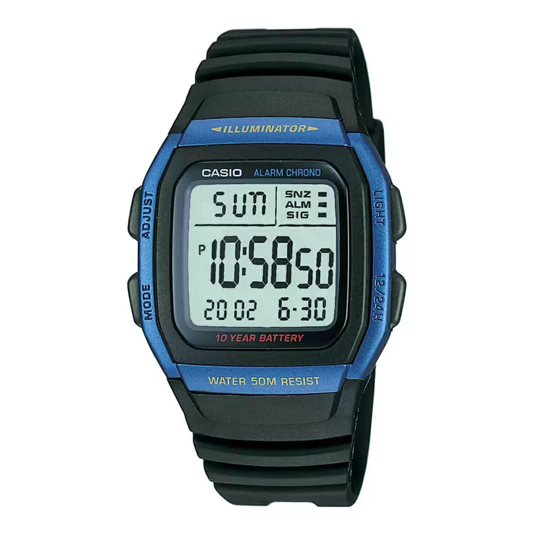 WW0099 Casio Youth Dual Time Digital Resin Belt Watch W-96H-2AVDF
