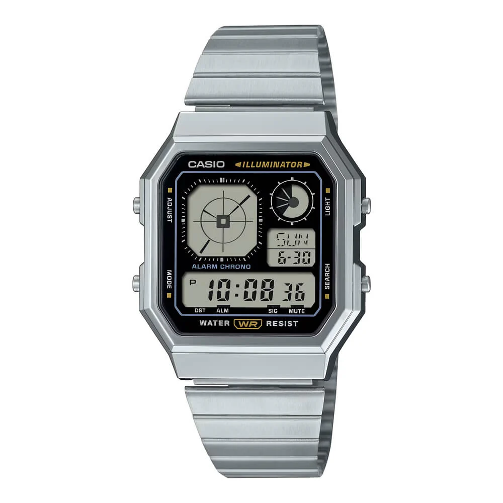 WW3080 Casio Vintage World Time Digital Chain Watch A130WE-1ADF
