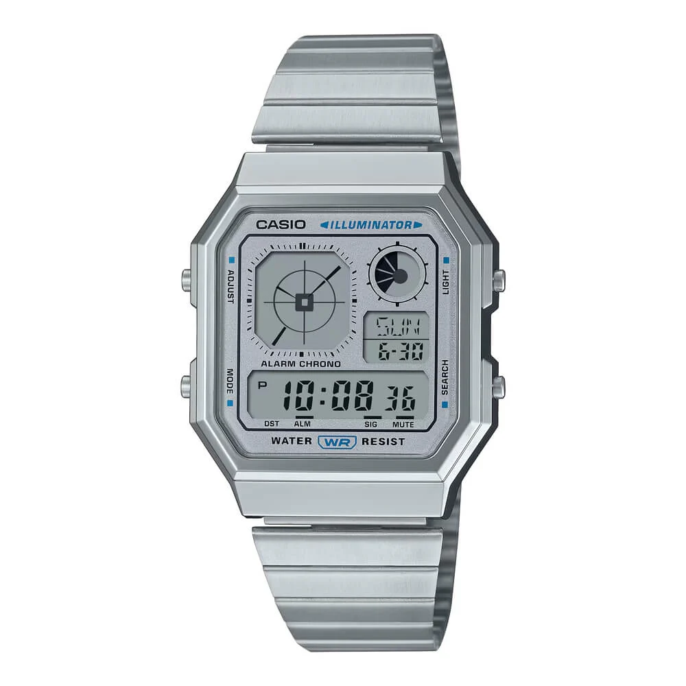 WW3081 Casio Vintage World Time Digital Chain Watch A130WE-7ADF