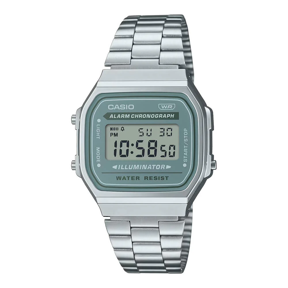 WW2868 Casio Vintage Illuminator Digital Chain Watch A168WA-3AYDF