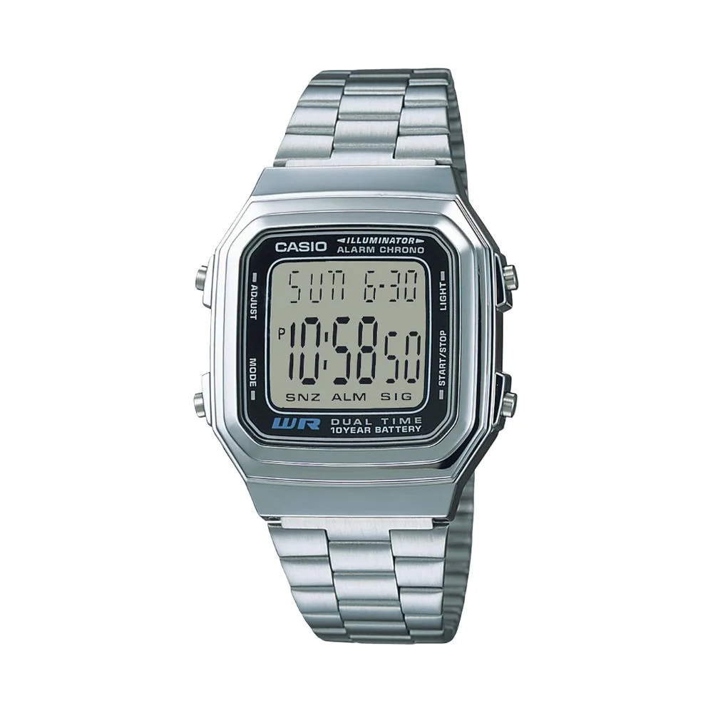 WW0725 Casio Vintage Dual Time Digital Chain Watch A178WA-1ADF
