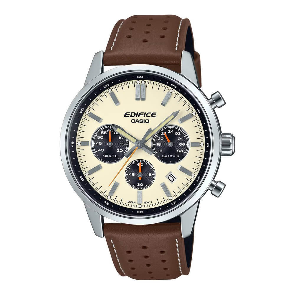 WW3178 Casio Edifice Chronograph Leather Belt Watch EFR-575L-7ADF