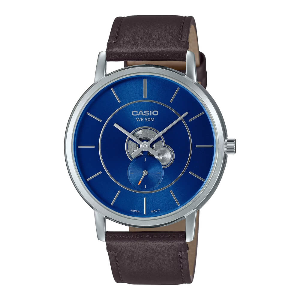 WW2970 Casio Enticer Side Second Leather Belt Watch MTP-B130L-2AVDF