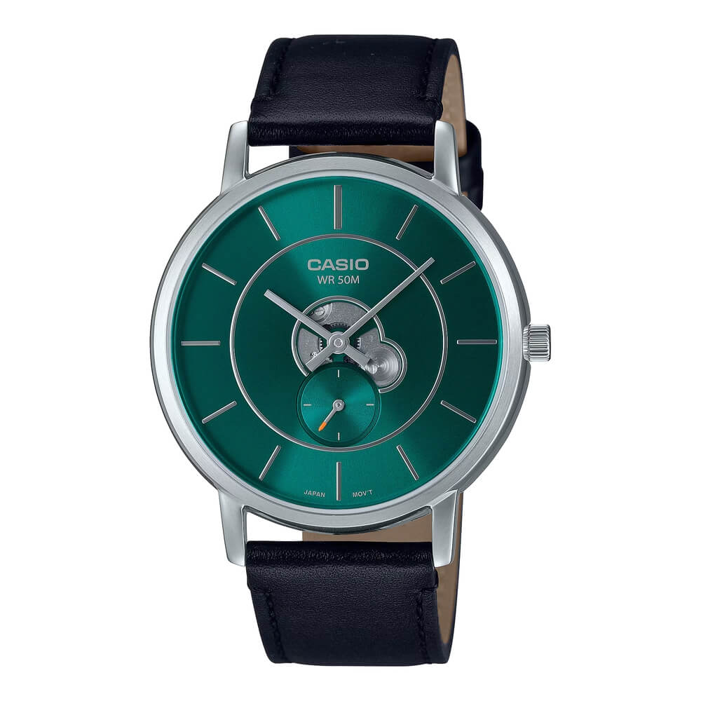 WW2971 Casio Enticer Side Second Leather Belt Watch MTP-B130L-3AVDF