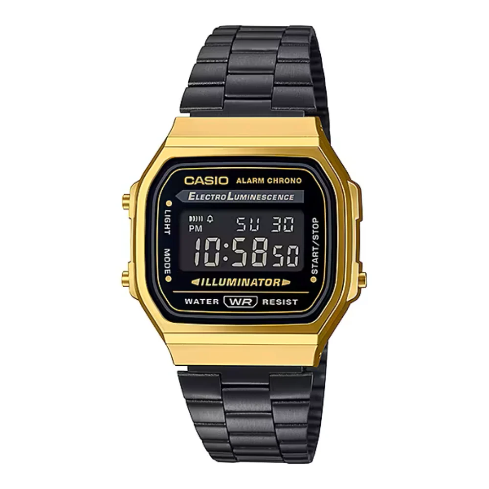 WW1881 Casio Vintage Illuminator Digital Chain Watch A168WEGB-1BDF