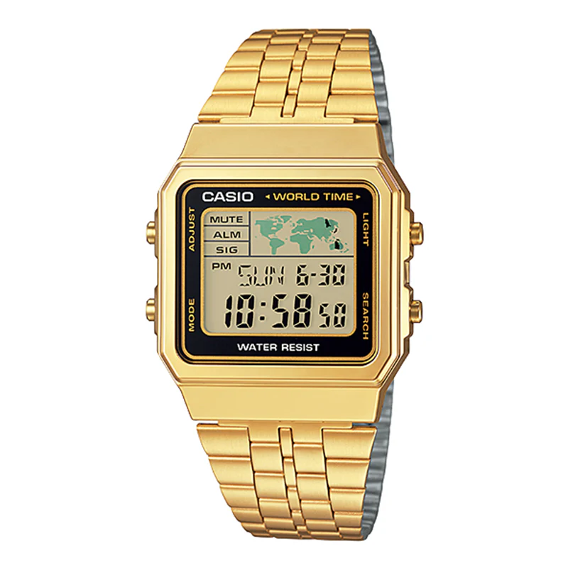 WW1900 Casio Vintage World Time Digital Chain Watch A500WGA-1DF