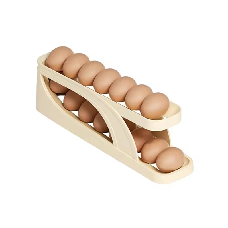 Double-Layer Egg Dispenser Automatic Roll-Down Egg Storage Rack Slide Egg Carton Refrigerator Egg Basket Kitchen Countertop Egg Holder Dshops