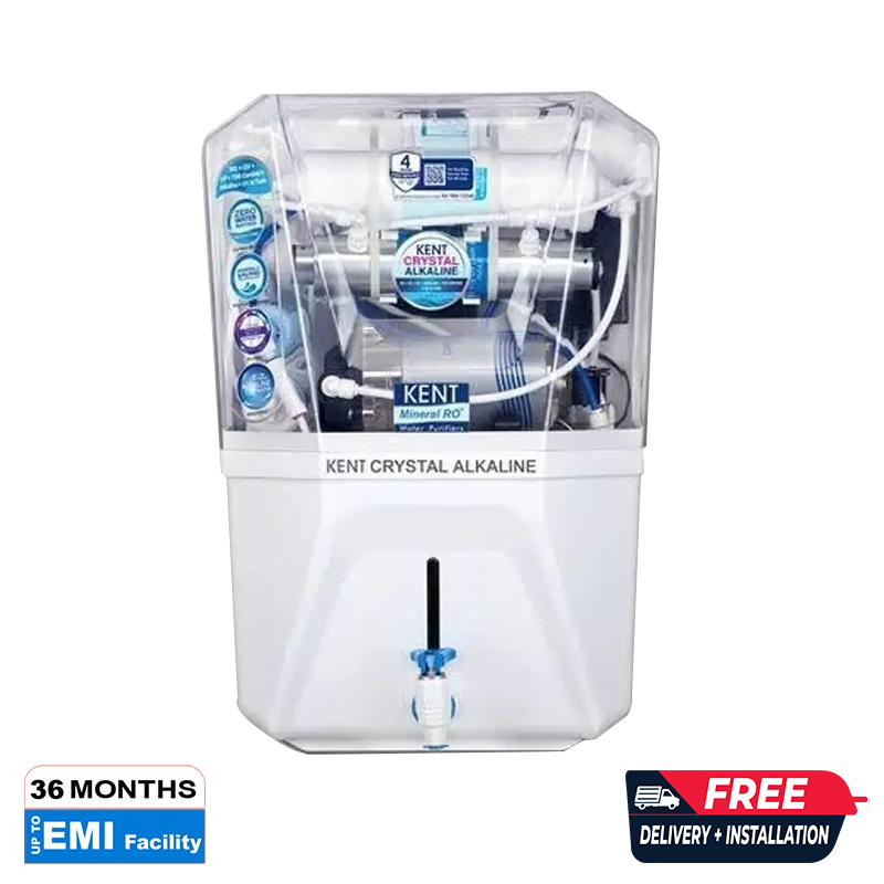 Kent Crystal Alkaline 11 Liter RO + UV + UF + TDS Control + Alkaline + UV in Tank Water Purifier (White)