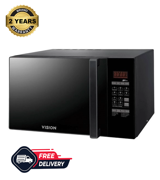 VISION Micro Oven VSM 30 Liter Rotisserie Convention and Grill Option, Mirror Glass Door with Touch &amp; Press Control, 10 Microwave Power Levels Black