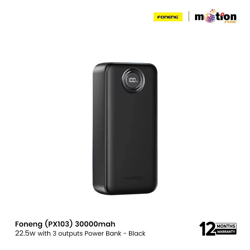 Foneng PX103 30000mAh 22.5W Power Bank with 3 Outputs