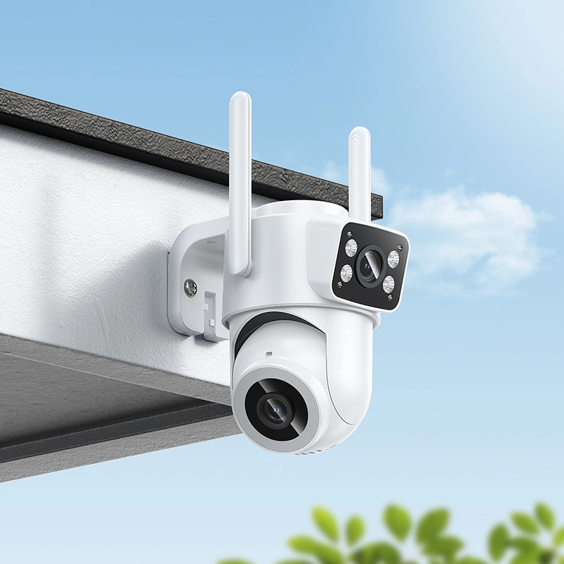 Hoco D9 Outdoor PTZ WiFi Security Camera – Dual Lens 1080P Full HD, Dual Screen, Dual Recording, IP65 Waterproof, Night Vision