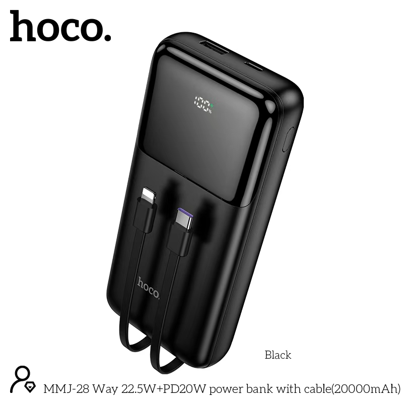 Hoco MMJ28 22.5W 20000mAh Power Bank with Built-in Cables
