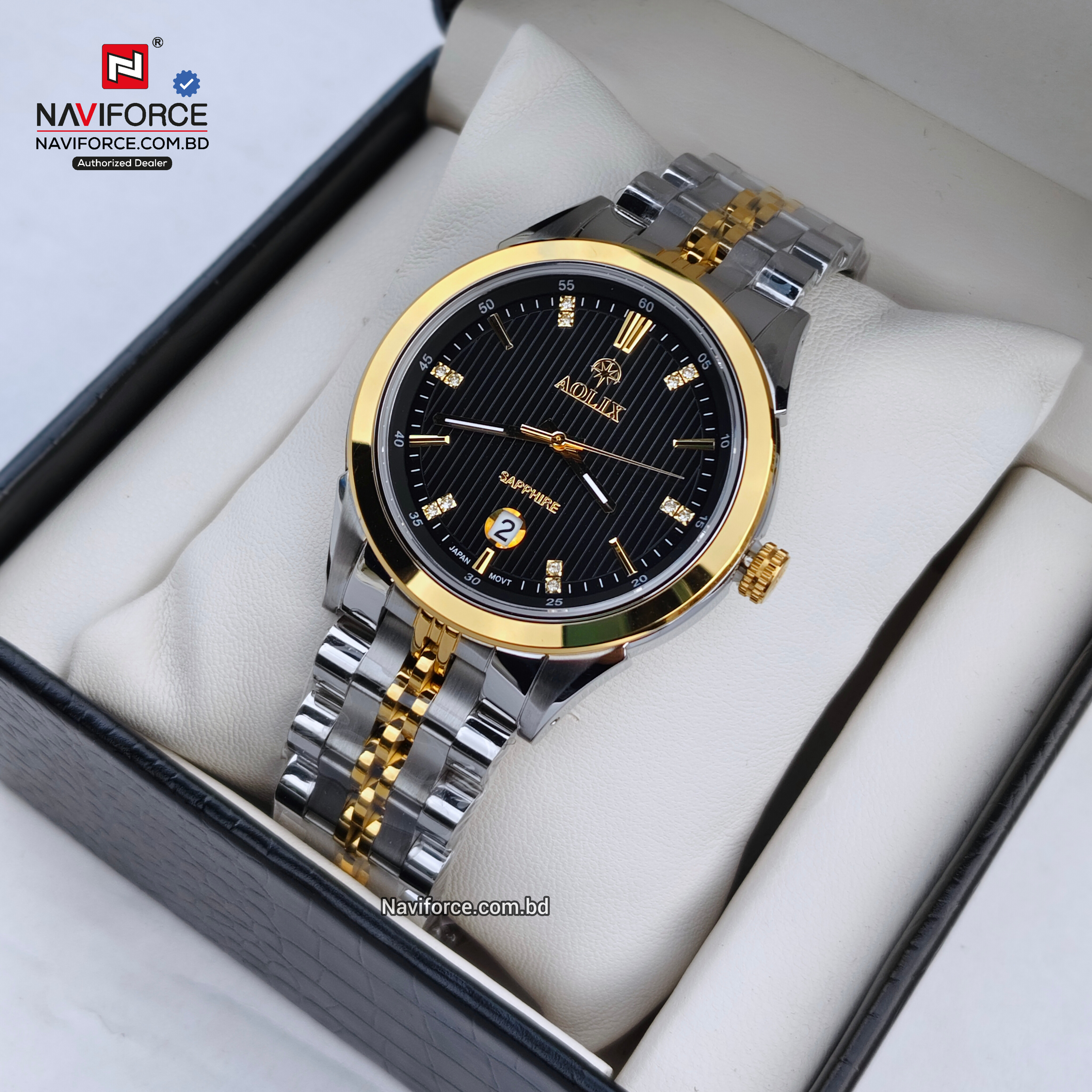 Aolix 9165 Men's Watch - Silver Gold Black