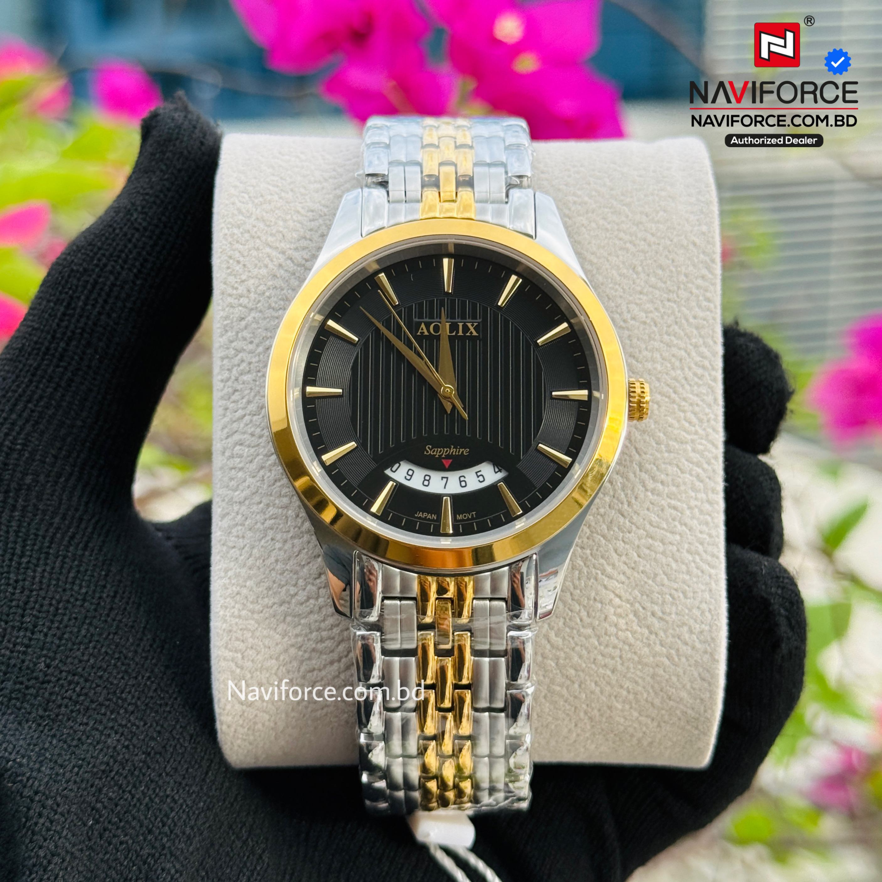 Aolix 9132 Men's Watch - Silver Gold Black 