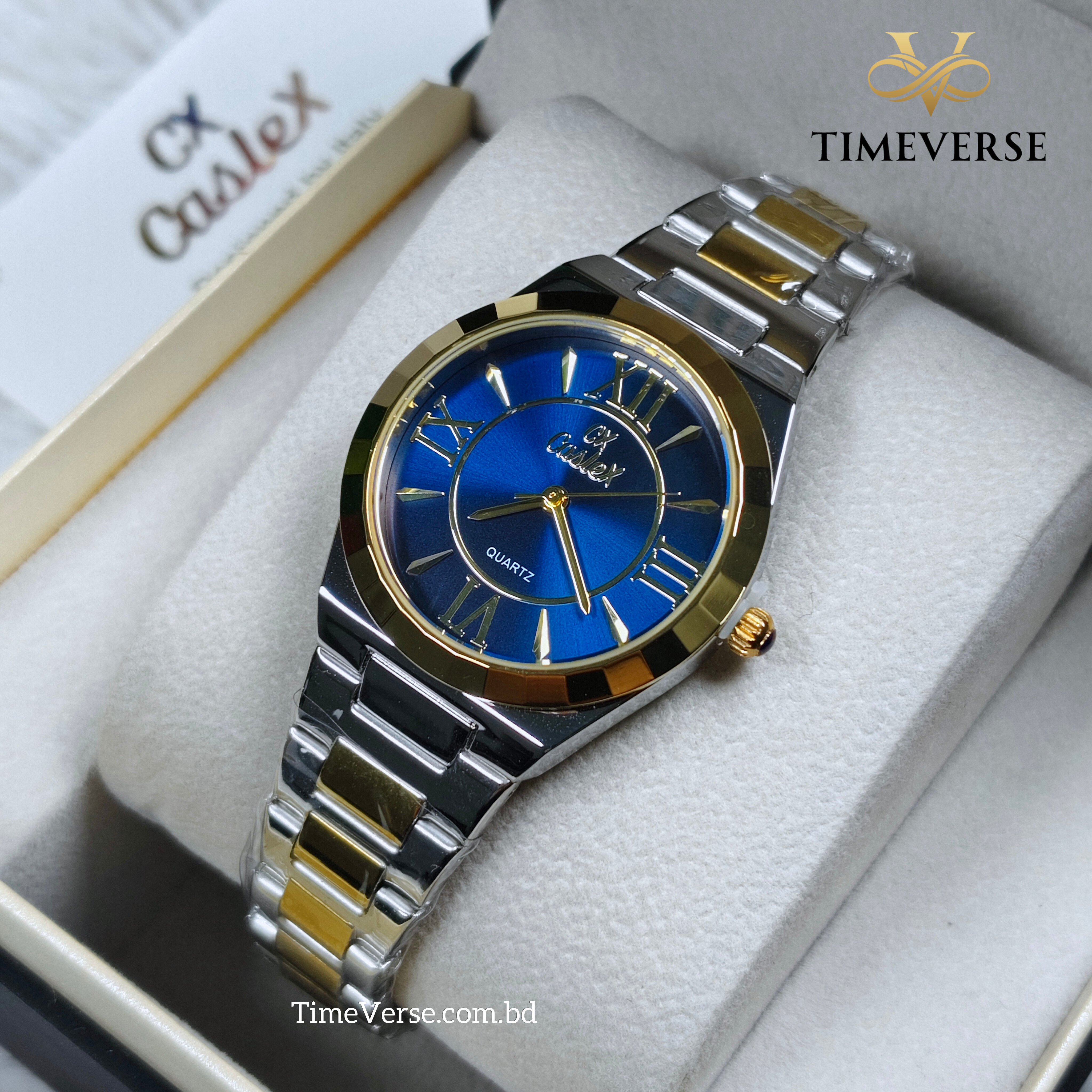 Caslex 026 Ladies Watch - Silver Gold Blue 