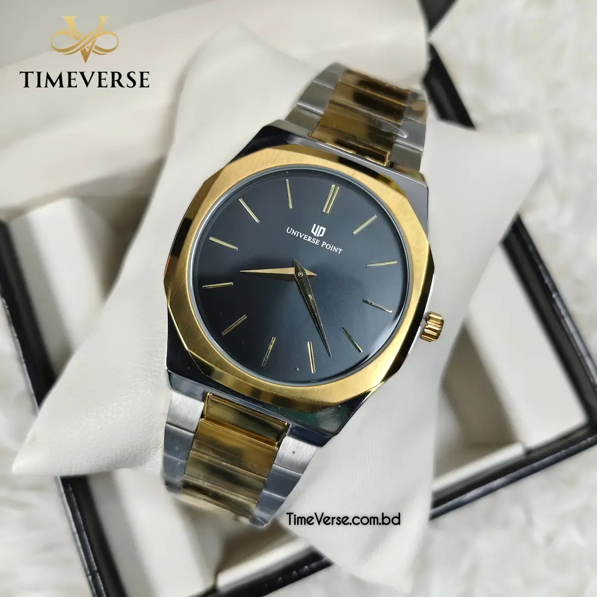 Universe Point 7666 Men's Watch - Silver Gold Black